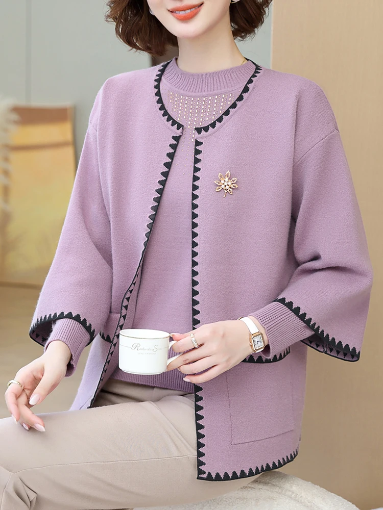 Брендовая осенняя одежда для мам верхняя новинка 2024 топ шерстяной свитер женщин