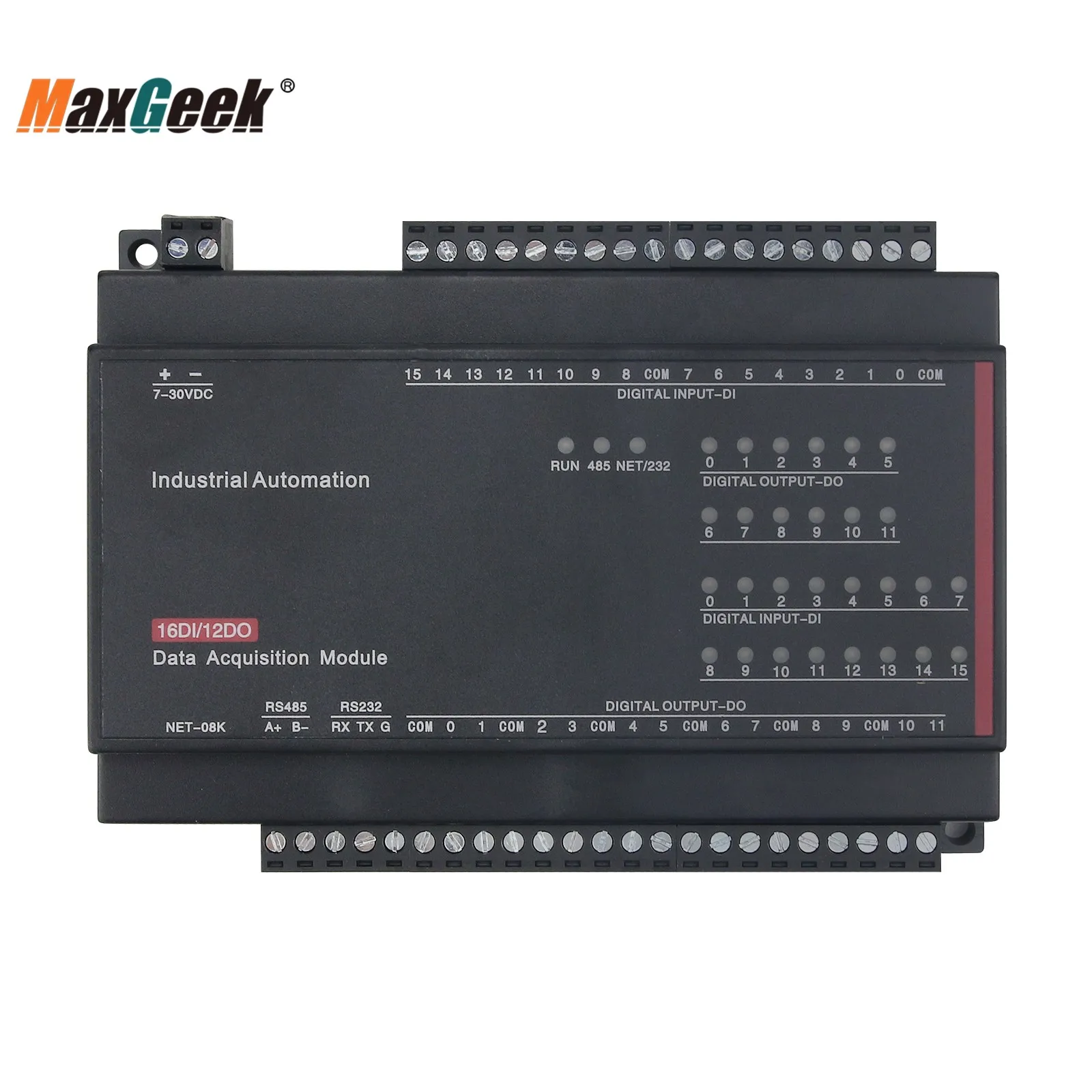 Maxgeek 12DO التتابع الناتج 16DI التبديل المدخلات RJ45 إيثرنت RS485 + 232 TCP وحدة مودبوس تحكم TCP-508K