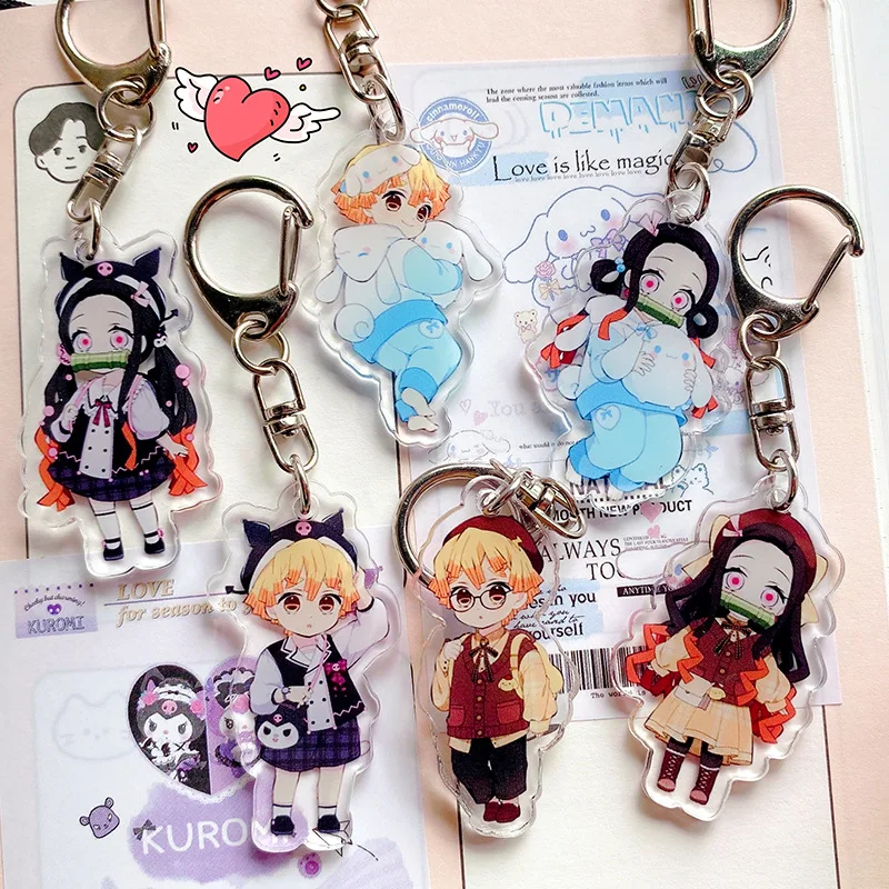 

Anime Demon Slayer Kimetsu No Yaiba Cosplay Key Chains Acrylic Figure Kamado Nezuko Keyrings Kawaii Bags Keychain Fans Gift