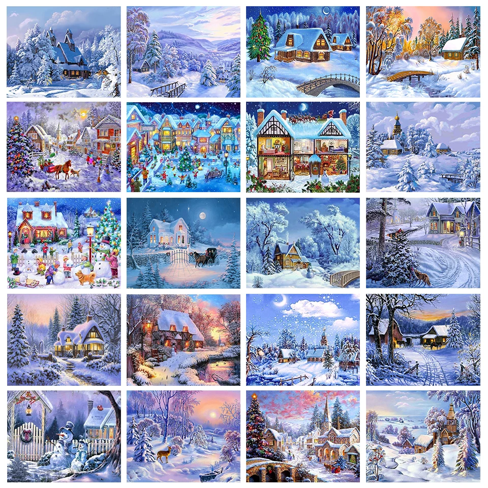 

5D DIY Diamond Painting Winter Snow Scene Diamond Handmade Art Painting Home Decoration Gift Cross Stitch Set Wall Decoration