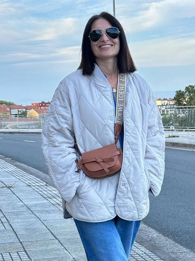 Однотонная клетчатая куртка с воротником-стойкой женское мягкое теплое