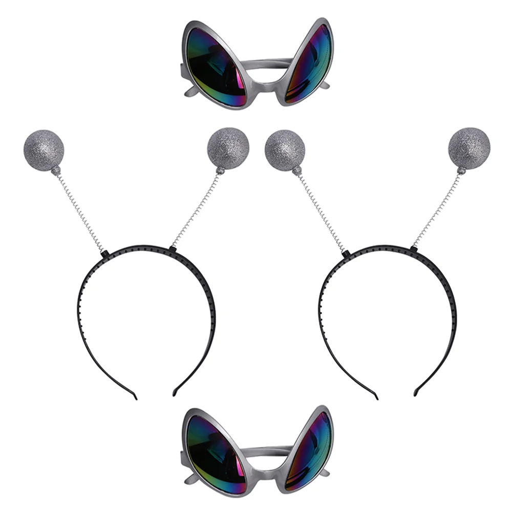 

2 Sets Alien Headband Funny Prom Accessories Men Saucer Man Glasses Party Adult Halloween Costume Festival Headdress Ball