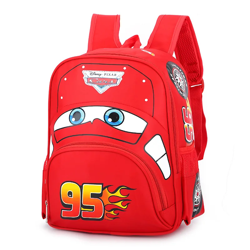 Disney Backpack Boy School Tutoring Large Capacity Book Organizer Bag Cartoon Car Printed Nylon Waterproof Travel Bag