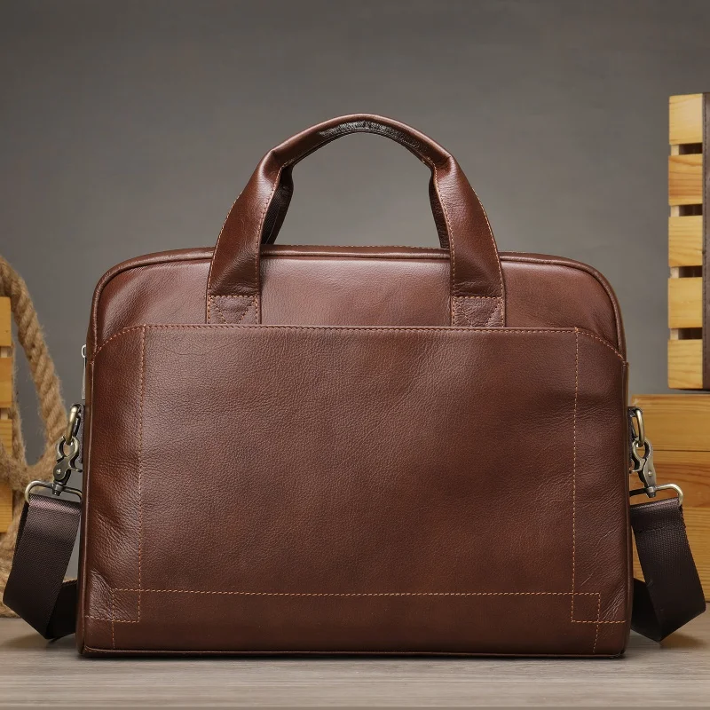 Vintage Genuine Leather Men Briefcases Luxury Handbag Large Capacity Laptop Bag Business Male Shoulder Messenger Bag For Male