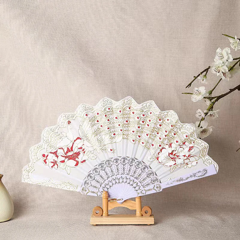

Винтажный складной веер в традиционном стиле с узором павлина, ручной цветочный веер, карманный подарок для китайской танцевальной вечеринки, Свадебный Ручной Веер, Декор