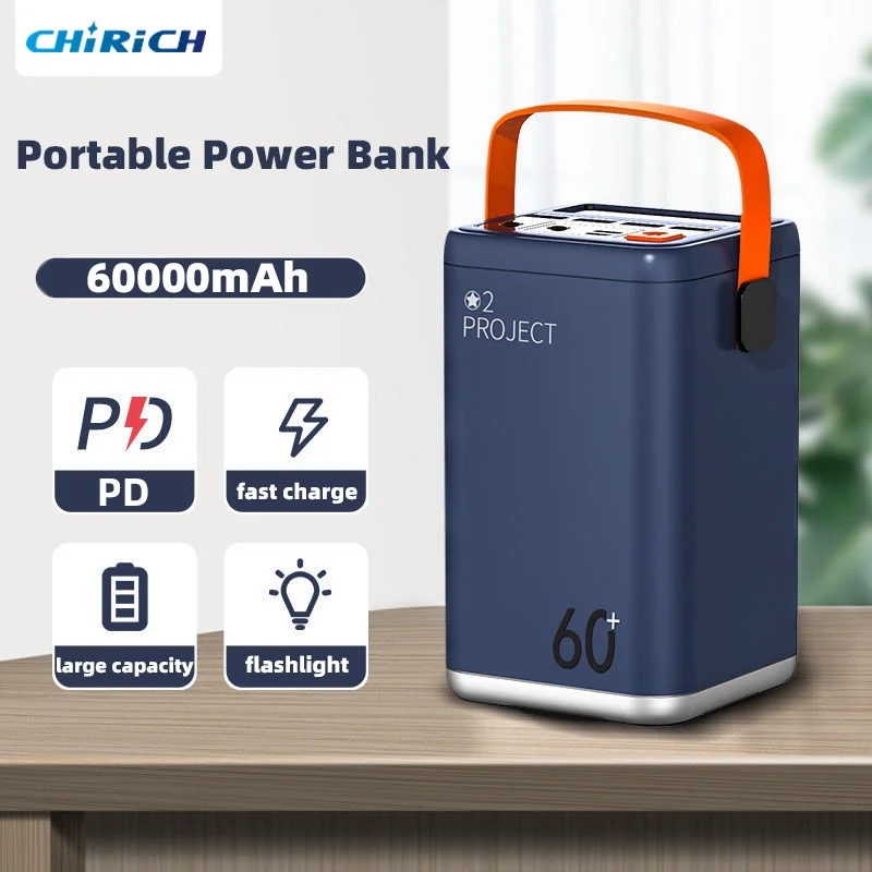 60000mAh PD65W Power Bank большой емкости Портативный USB C Быстрая зарядка Powerbank Мощный