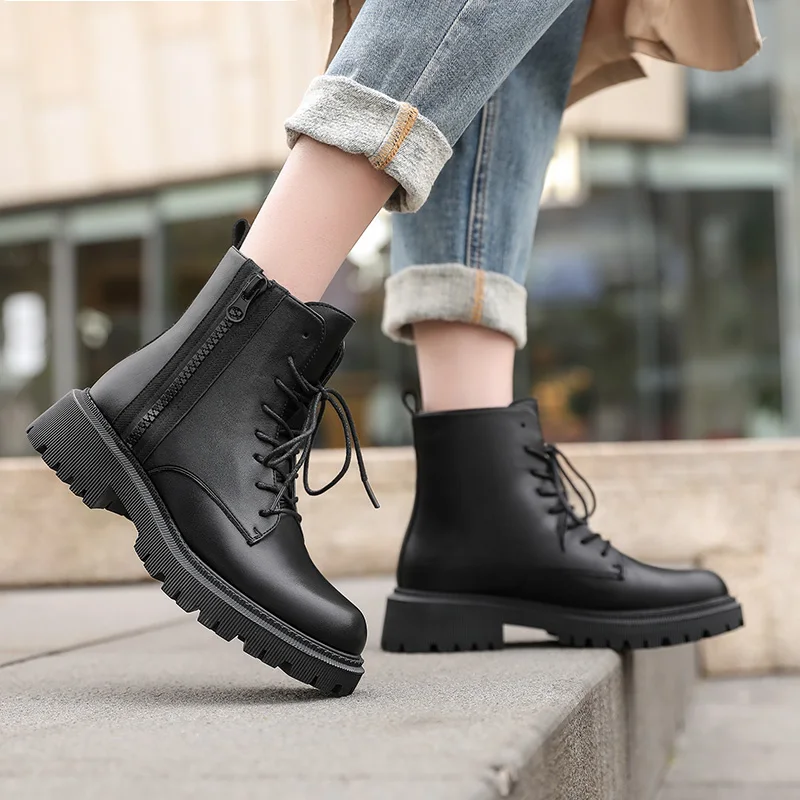 

Женские ботинки-женские ботинки с круглым носком, туфли на плоской подошве, на молнии, в Стиле Лолита, Осенние однотонные ботильоны для верх...