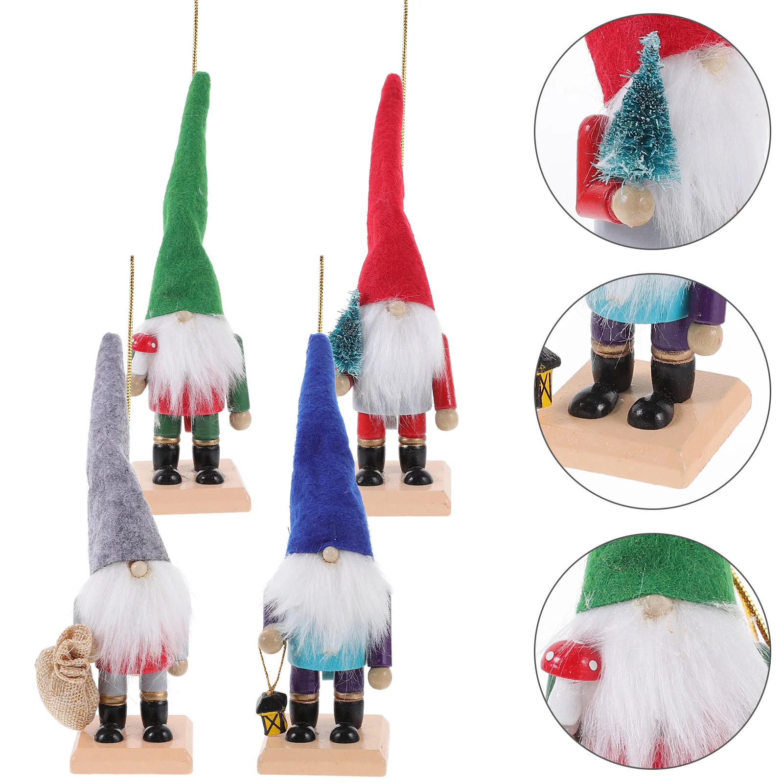 

4 Pcs Decor Santa Claus Nutcracker Nutcrackers Craft Christmas Gnome Desktop Wooden Child