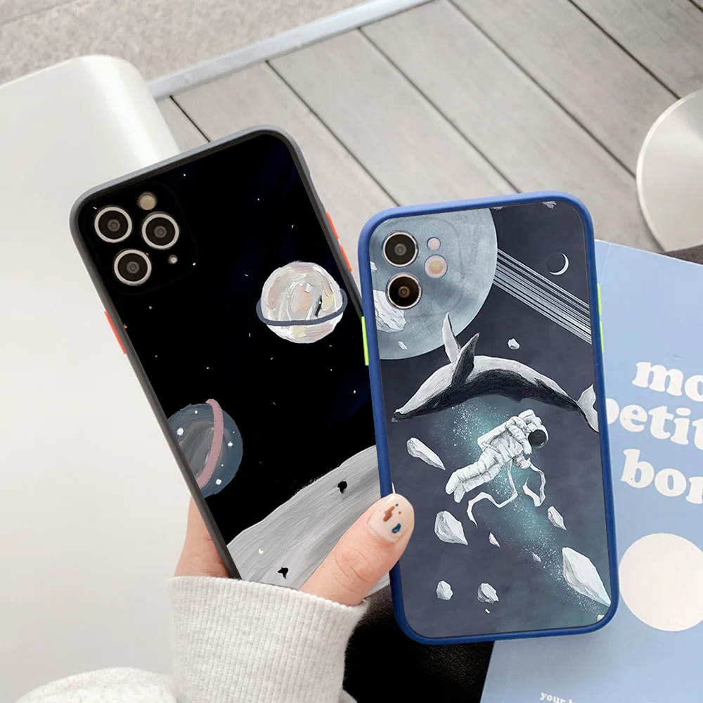 Чехол для телефона iphone 16 15 14 Pro Max 7 8 Plus 11 12 13 Mini XR XSMax 16Pro Meteor Moon Universe Кит Матовый