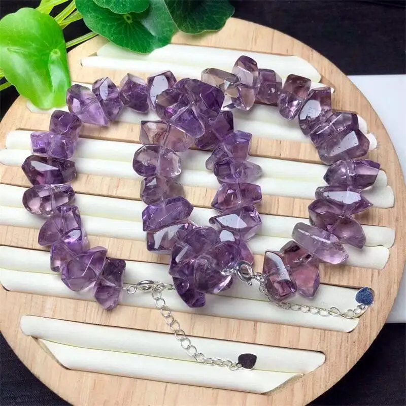 

18MM Natural Freeform Amethyst Bracelet Charms Handmade Crystal Jewelry Stretch Fashion Bangle Children Birthday Gift 1PCS