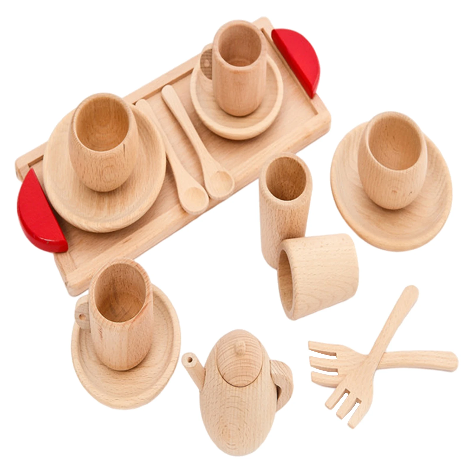 

16Pcs Wooden Toys Classic Pretend Play Cooking Interest Cultivation Wooden Tea Party Set Interesting Kids Pretend Play Sets