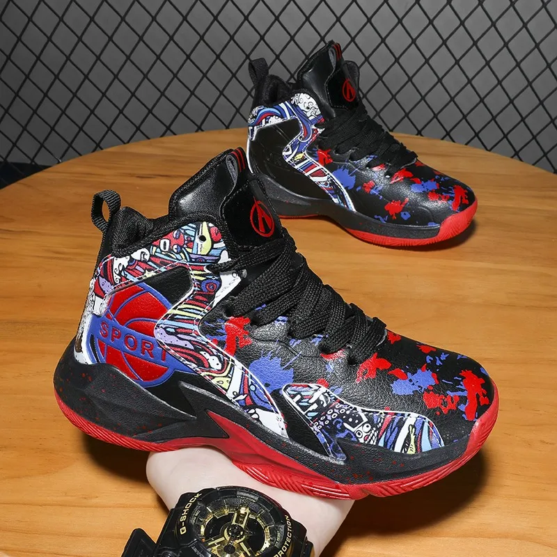 Brand Kids Sneakers Boys Basketball Shoes for Children High To Help Shockproof Kids Sport Shoes Boy Non-slip Basketball Shoes
