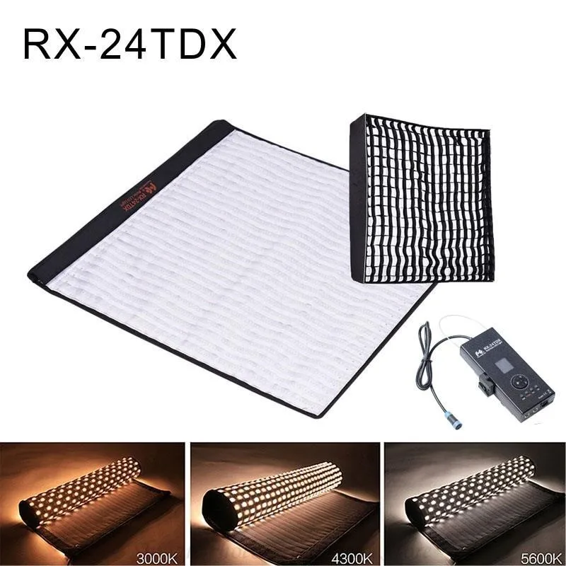 

FalconEyes LED Studio Video Lighting Panel 150W Fill-in Light Portable Flexible Square Rollable Cloth Lamp RX-24TDX With Softbox