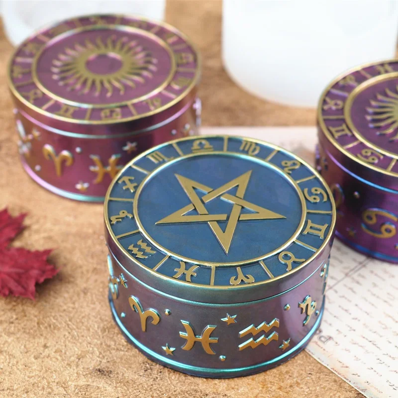 

3Pcs/Set Diy Epoxy Resin Crystal Twelve Constellation Starry Sky Five-pointed Star Storage Box Silicone Mirror Mold