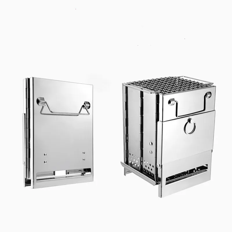 New Portable Stainless Steel Square Barbecue Stove For Cooking And Cooking Outdoor Folding Wood Stove