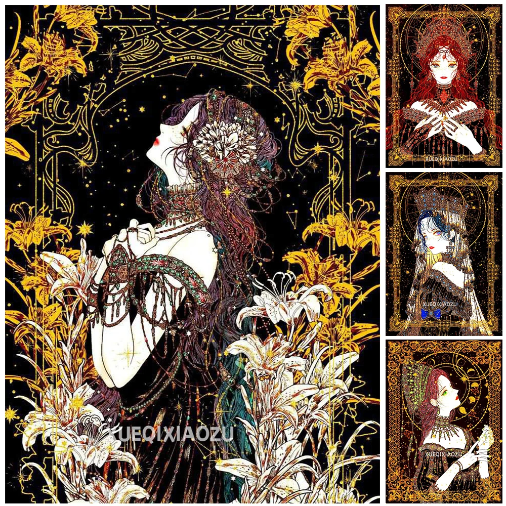 

5D алмазная живопись QIZITENG, мультяшный портрет Таро, полноразмерная круглая Алмазная вышивка, Набор для вышивки крестиком, искусство, украшен...