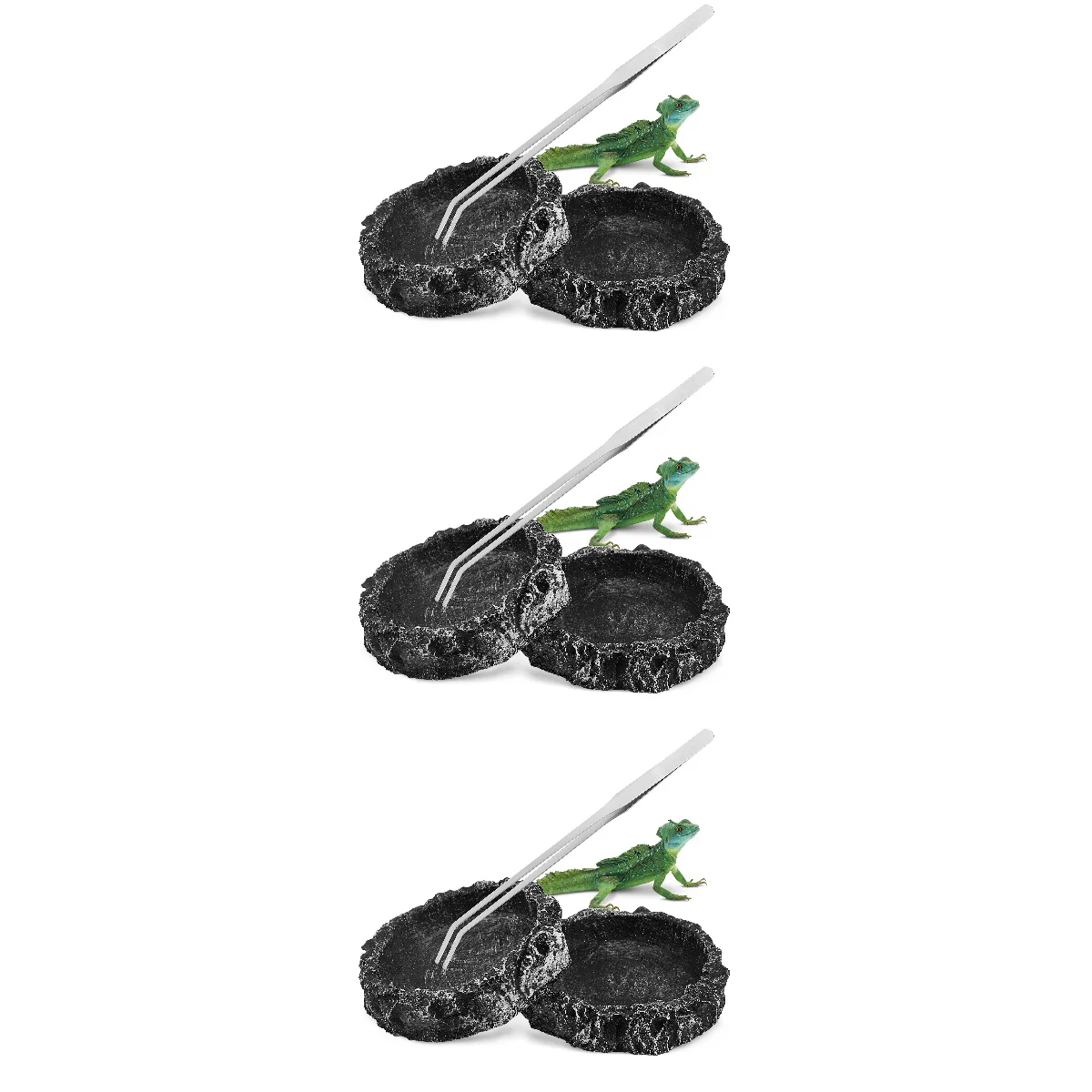 

6 Pcs Practical Reptile Feeders with Tong Reptile Dishes with Tong Reptile Feeder Bowls with Tong