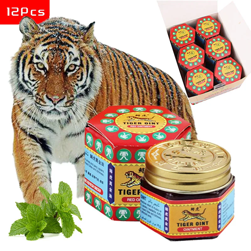 12pcs Original Red White Tiger Balm Ointment Thailand Painkiller Cream Muscle Pain Relief Plaster Soothe Itch Essential Cool Oil |