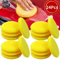 24pcs car foam sponge polish wax pad applicator round polishing waxing detailing cleaning tools supplies kit for polisher paste