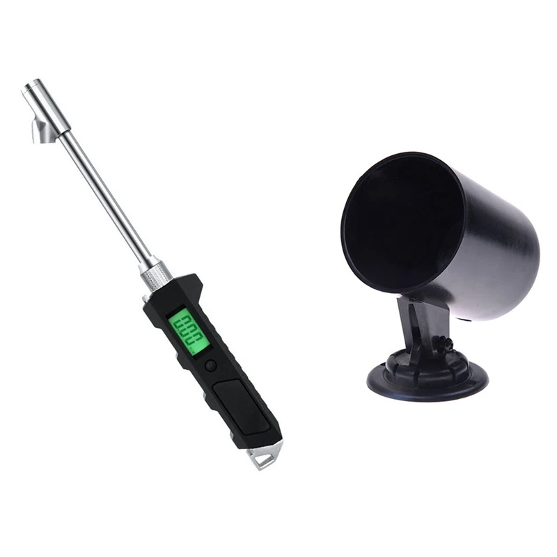 

Автомобильный манометр 2 дюйма/52 мм, автомобильный манометр с держателем, подставка для автомобильного двигателя, грузовика, черный Манометр с цифровым манометром в шинах