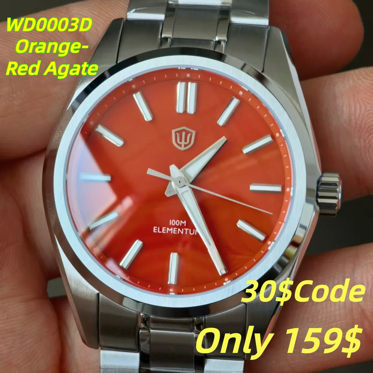 Фото Watchdives WD0003D Кварцевые часы VH31 Sweep Seconds Механизм 38 мм Ice Crack Циферблат Сапфировый светящийся 100 м Водонепроницаемые мужские наручные часы №1