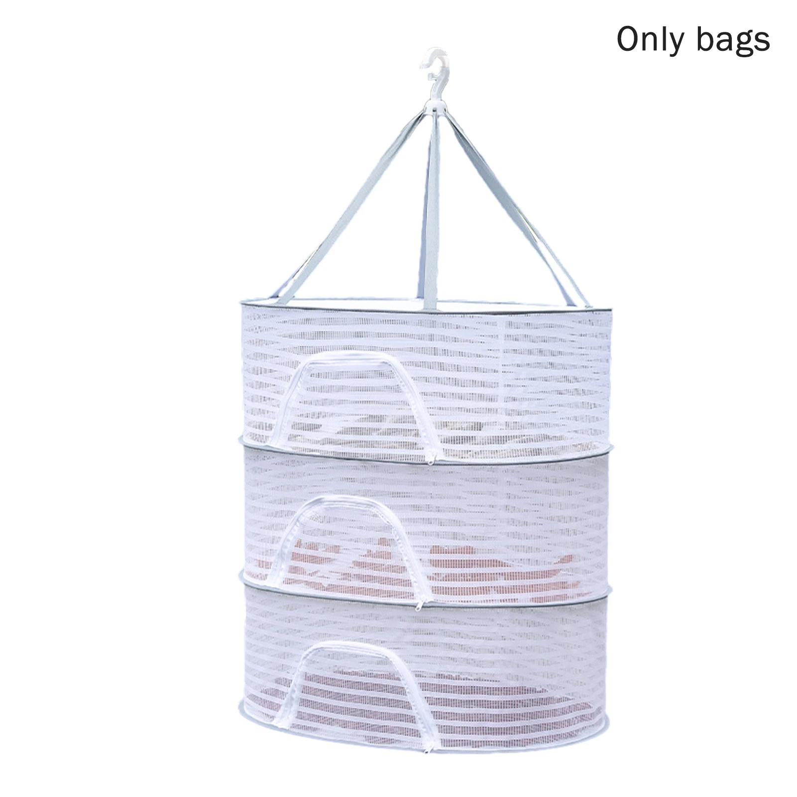 

Herb Drying Rack Flowers Vegetables 3 Layer Mesh Net Zipper Outdoor Buds Folding Clothes Hanging Fish Doll Fruits