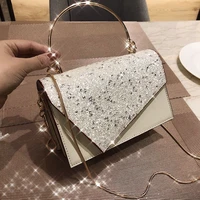 high end womens bag 2022 new trendy texture portable sequin bag chain small square bag shoulder messenger bag