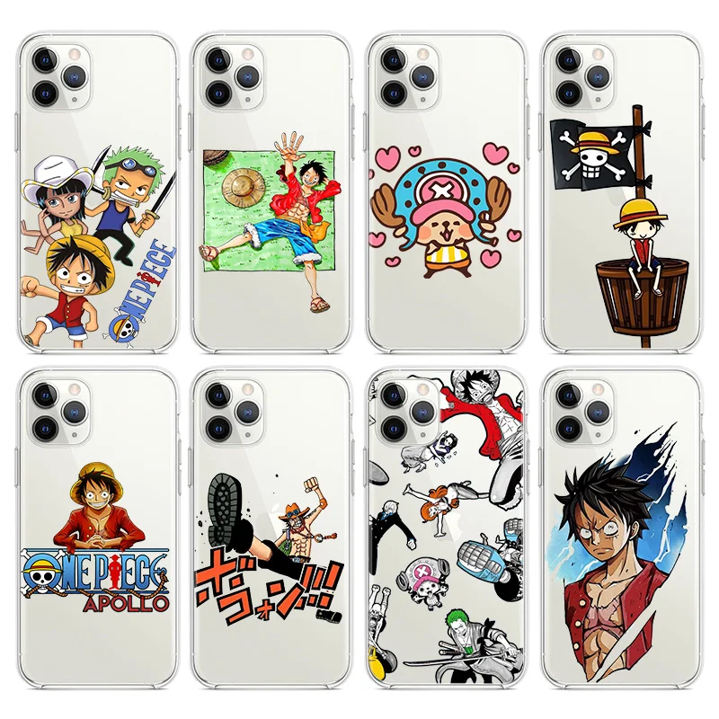 

Cute One Piece Luffy For Apple iPhone 13 12 11 mini 8 7 6S 6 XS XR X 5 5S SE 2020 Pro Max Plus Transparent Soft Phone Case Capa