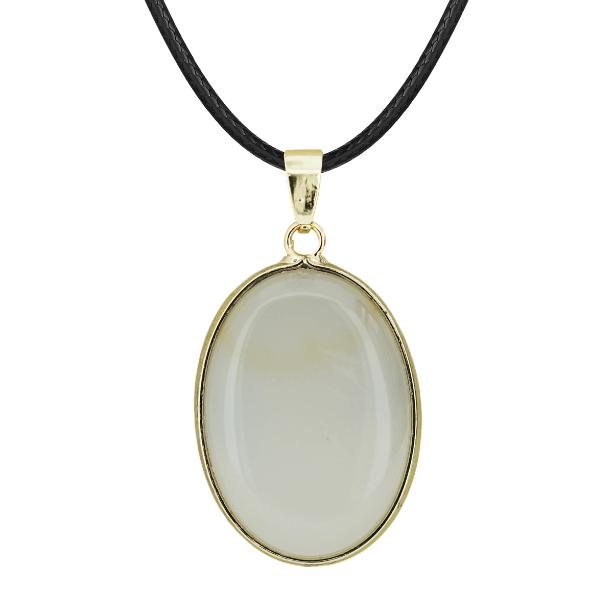 

Gold Ellipse Grey Agate Pendant Necklace for Women Girl Healing Chakra Yoga18X25MM Oval Stone Jewelry for Wholesale