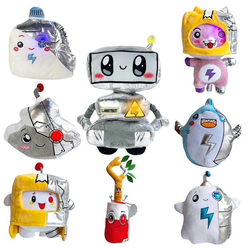 

New Lankybox Cyborg Robot Plush Toy LankyBot Boxy Cyborg Plush Thicc Shark Foxy Plush Kawaii Toy Chidren's Birthday Gift