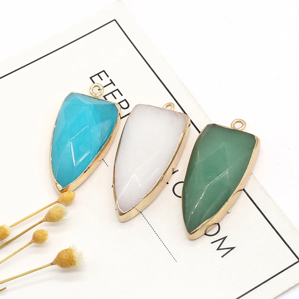 

Natural Semi-precious Stone Faceted White Jade Rectangular Triangle Decoration Pendant Making DIY Necklace Bracelet Jewelry Gift