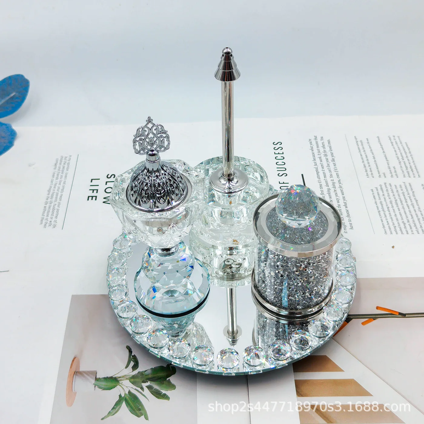 Серебряная хрустальная курильница набор из 4 предметов африканский орнамент