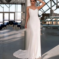 spaghetti straps wedding dress women mermaid 2022 side slit sweetheart sleeveless bridal gowns backless robe de mariee customize