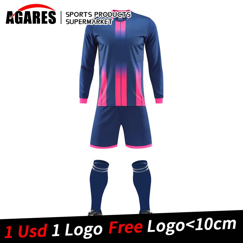 

Мужской футбольный комплект Survetement, шорты, детский футбольный костюм с длинным рукавом, комплекты футбольной формы Futbol, тренировочные костю...