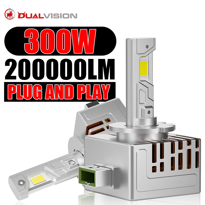 

Dualvision D1S D3S 1:1 Светодиодная лампа для фар 6000K HID D1S D3S D5S D8S D1R D3R Kit Xeon LED 300W Двусторонний очень большой чип CSP