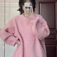 sweater woman winter 2022 classic solid long sleeve crew neck pullover women loose casual ladies knit top
