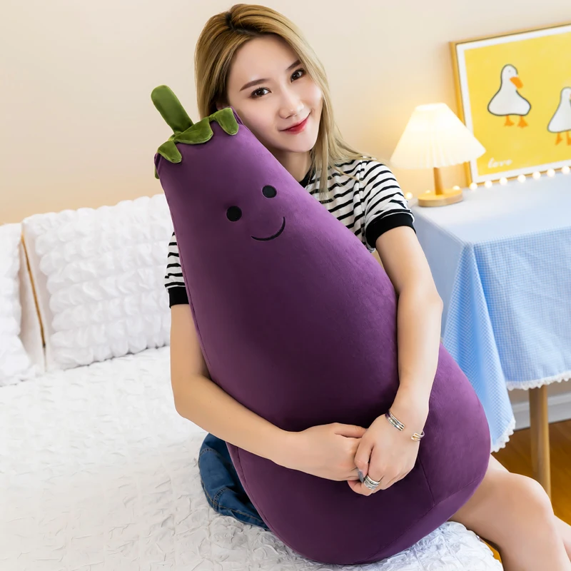 

75cm Cute Soft Funny Eggplant Pillow Stuffed Plush Toys Office Nap Pillow Home Comfort Cushion Decor Gift Doll Child