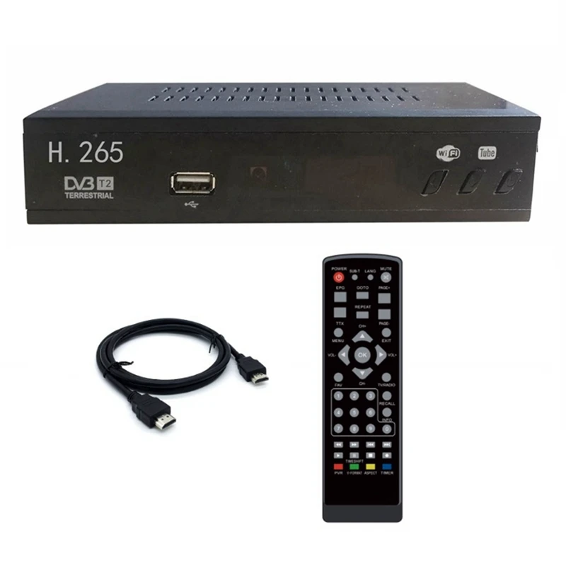 Фото Цифровой ТВ-тюнер DVB-T2 HEVC 265, HD-декодер 1080P, USB-приемник для эфирного ТВ, приставка, вилка EU-ELEC №3