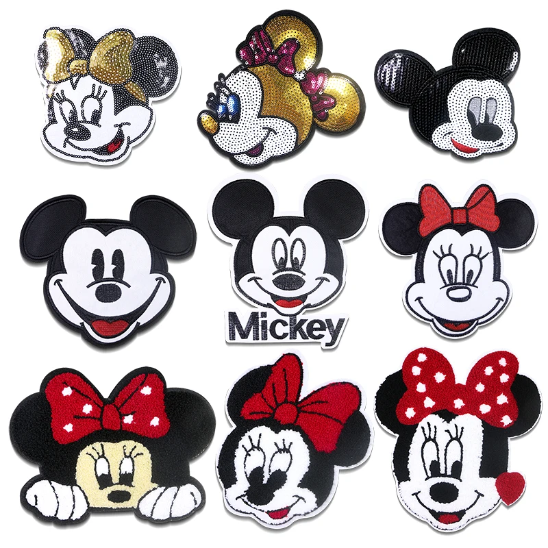 

Disney Mickey Minnie Mouse Chenille Icon Towel Embroidery Applique Patches For Clothing DIY Sew up Patch on the stickers
