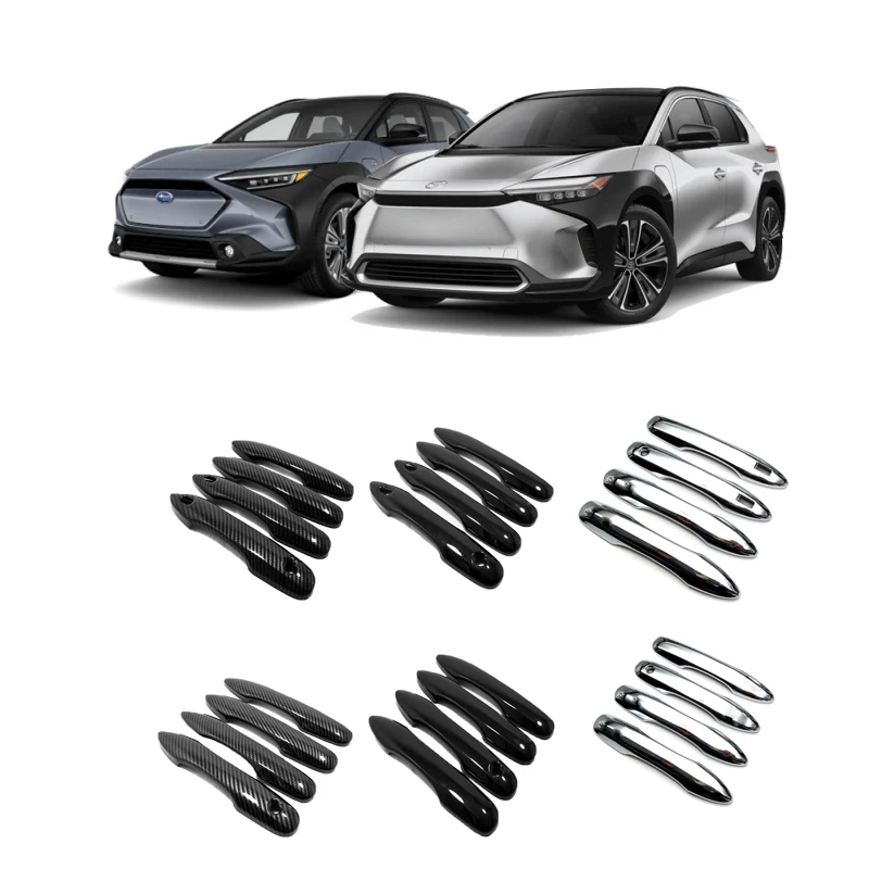 

For Toyota bZ4X Subaru Solterra 2022 2023 ABS carbonfiber Exterior Side Door Handle Bowl sticker Cover Trim car Accessories