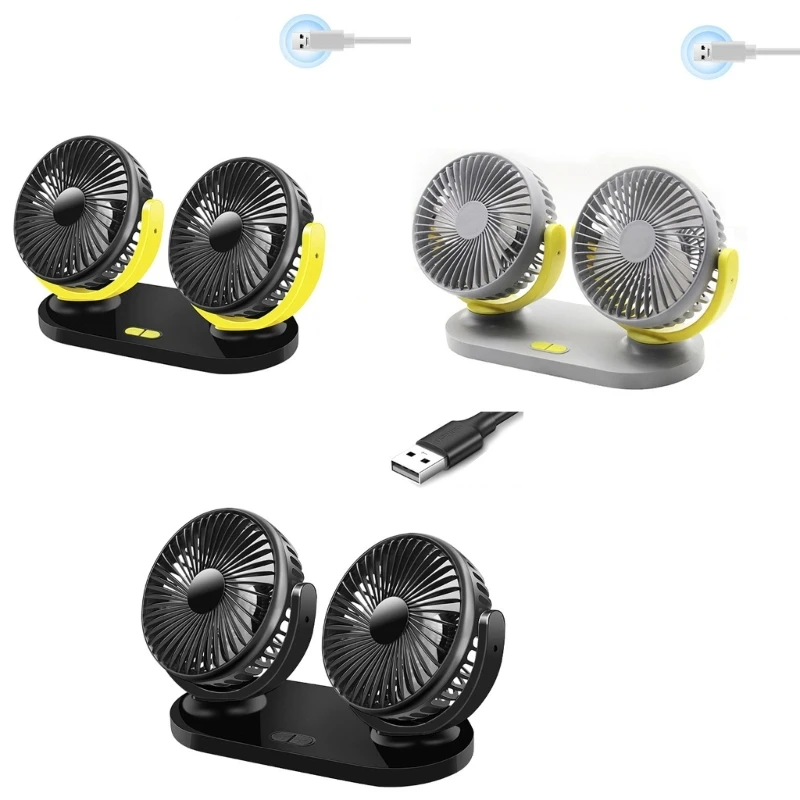 

Dual-Head Electric Fan Vehicle Mounted USB Fan Vehicle Air Fan Easy to Install