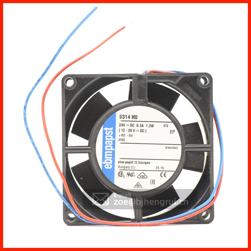 8314HU 8032 24 В постоянного тока 6,2 Вт 8 см 80x80x32 мм 47,1 куб. М 5000 А об/мин Водонепроницаемый инвертор для шкафа охлаждающий вентилятор