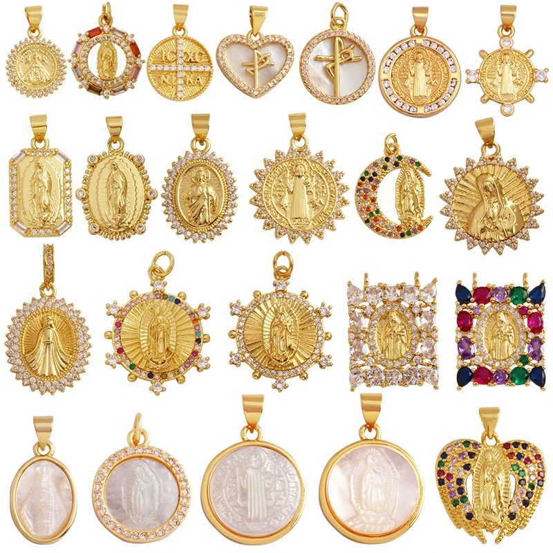 Святой религиозный стиль Девы Марии Иисус геометрический кулон 18-каратное