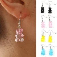 candy bear drop earrings for women colorful transparent acrylic animal dangle earring female cartoon lovely jewelry wholesale