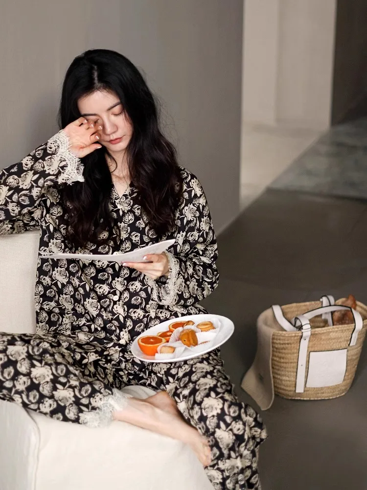 Новинка 2024 высококачественные хлопковые пижамы в стиле ретро с цветочным