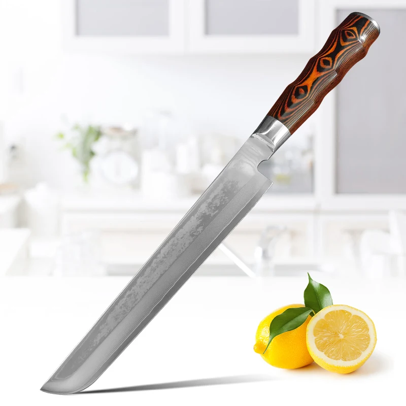 Нож Для Филе Из Дамасской Стали С Деревянной Ручкой Кухонный Резки Мяса И Овощей