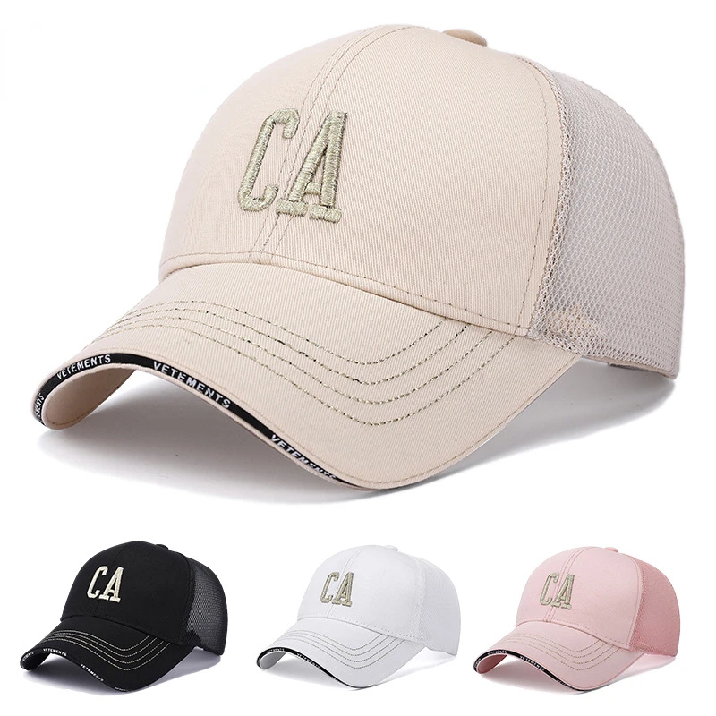 

Unisex CA Mesh Baseball Caps Outdoor Sport Letter Embroidery Sun Dad Hats for Men Women Summer Breathable Hip Hop Snapback Cap