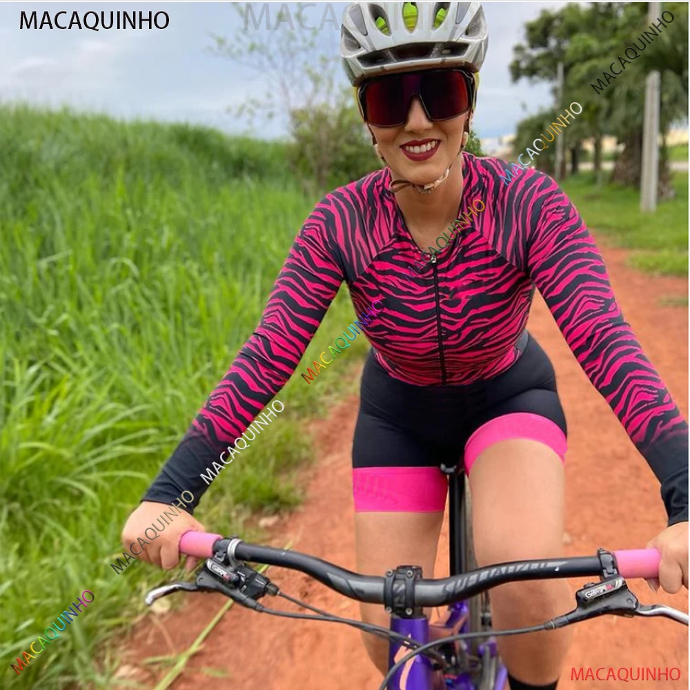 

Macaquinho Women's Cycling Jersey Triathlon Mountain Bike Jumpsuit Suit Little Monkey Long Sleeve Bicycle Uniform Free Shipping