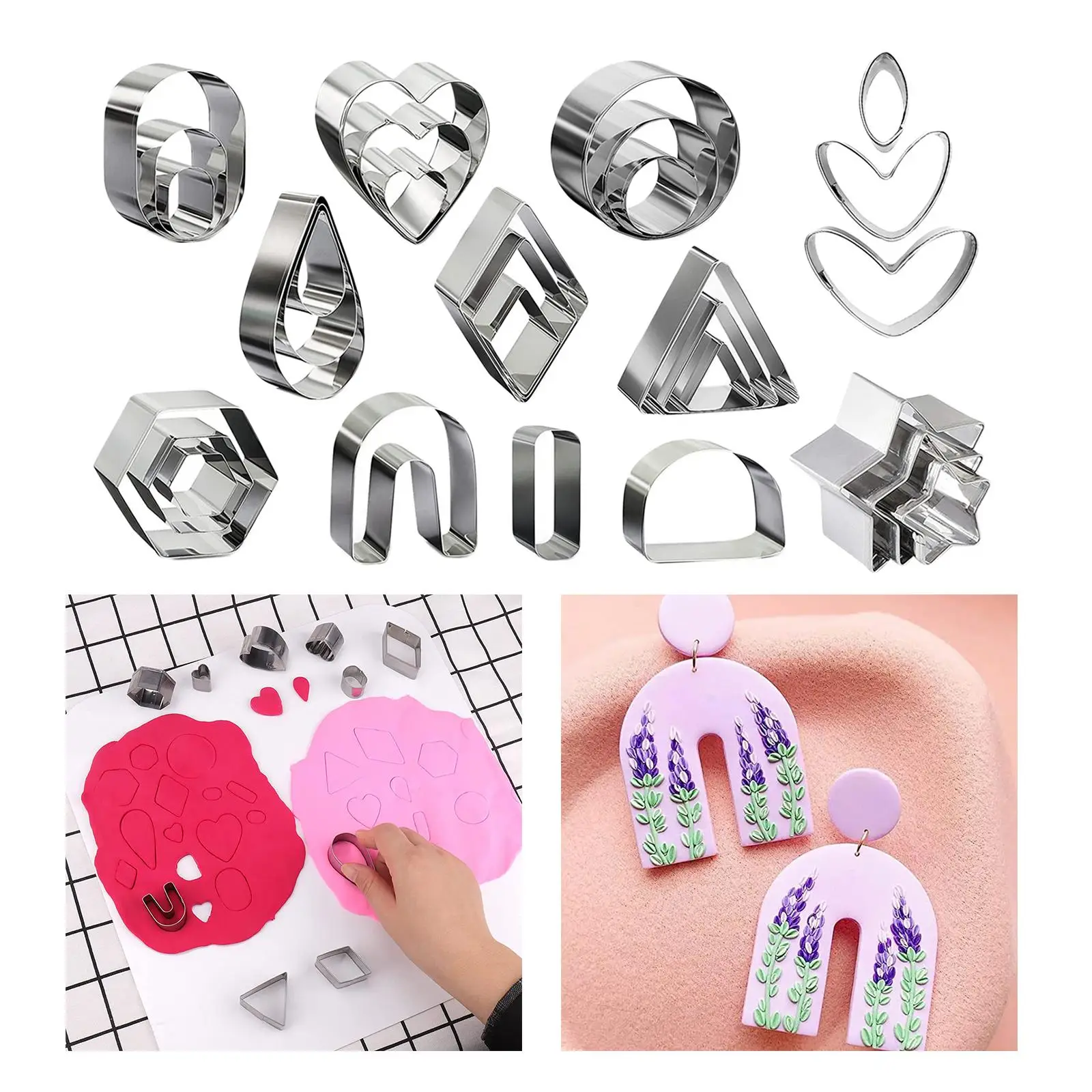 

Polymer Clay Earrings Cutters Stainless Steel Geometry Die Baking Mould Handmade DIY Jewelry Making Cake Cookie Cutter