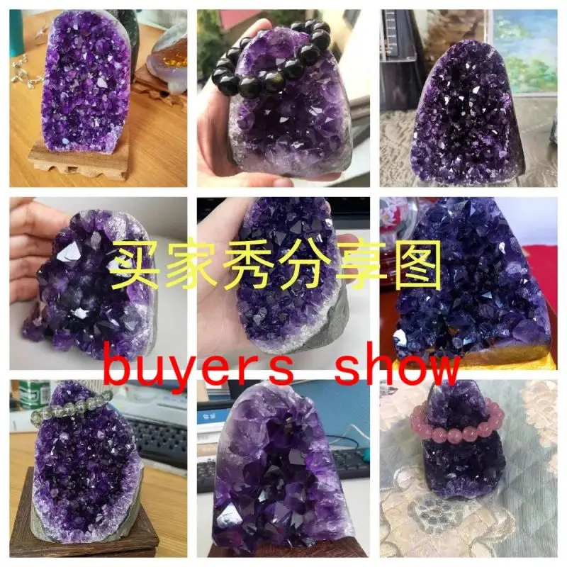1Pcs Special Clearance Natural Brazil Amethyst Cluster Ornaments Geode Piece Raw Ore Specimen Degaussing Stone Treasure Pot
